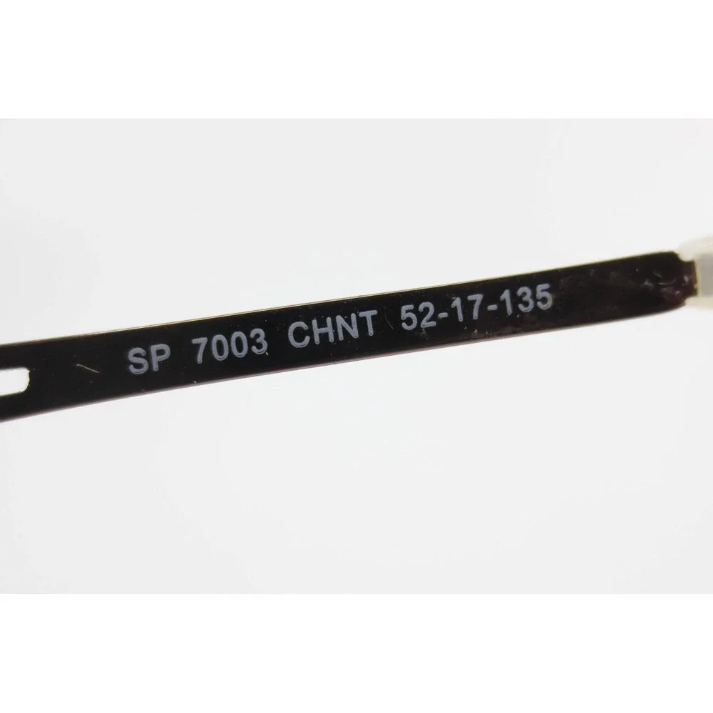 SP 7003 CHNT Brown Semi Rimless Rectangular Eyeglass Frames 52-17-135 Floral Arm